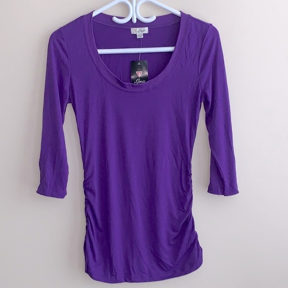 Guess Three Quarter Sleeve Rouched Tunic / Top - Picture 1 of 4